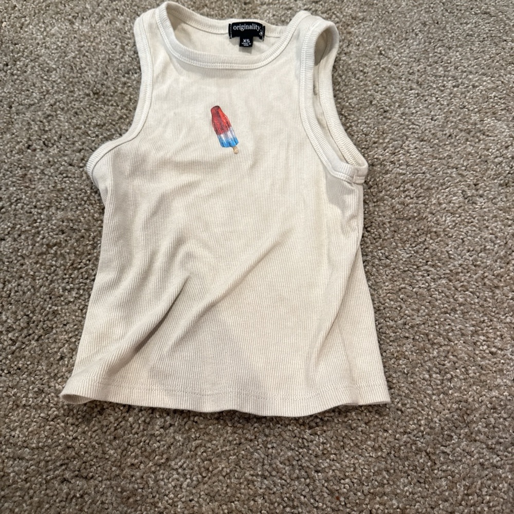 Originality 20 Cream Tank Top with Popsicle Design